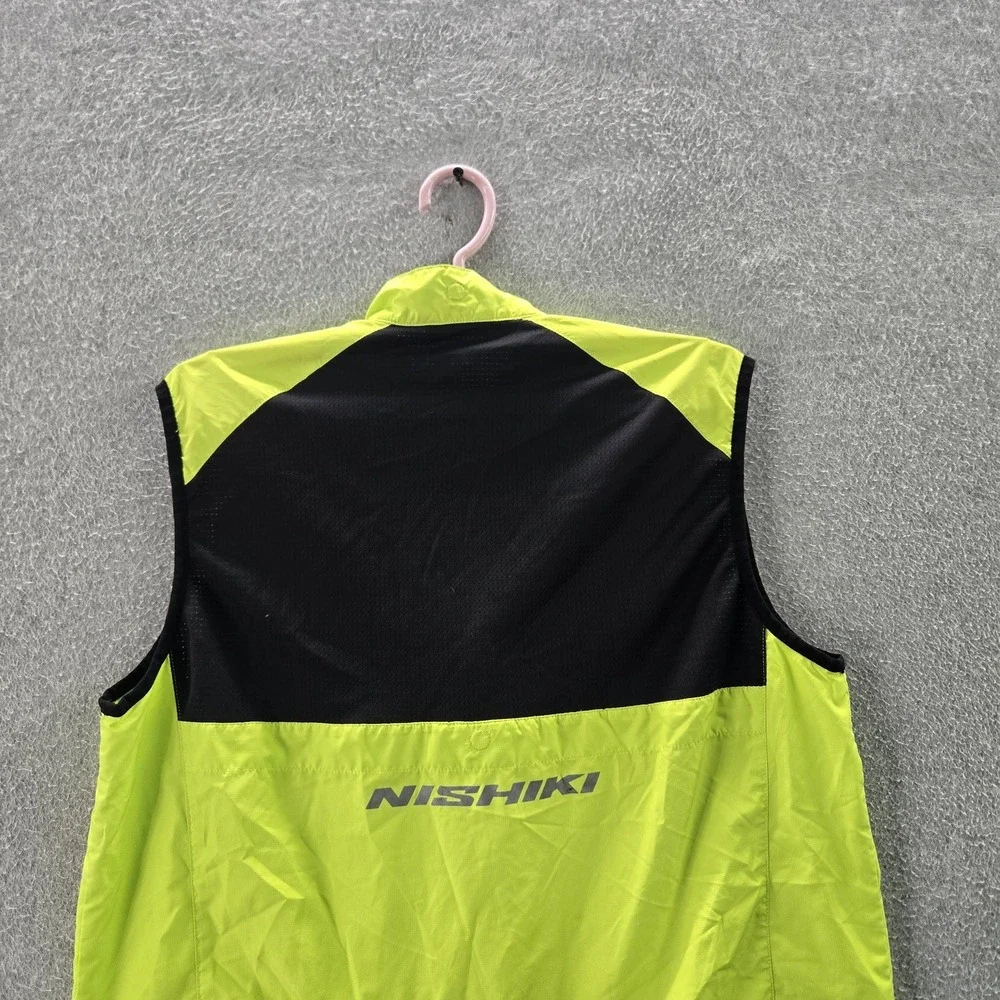 Nishiki Men Activewear Top M‎ Yellow Vest Colorblock Logo Cycling Jersey